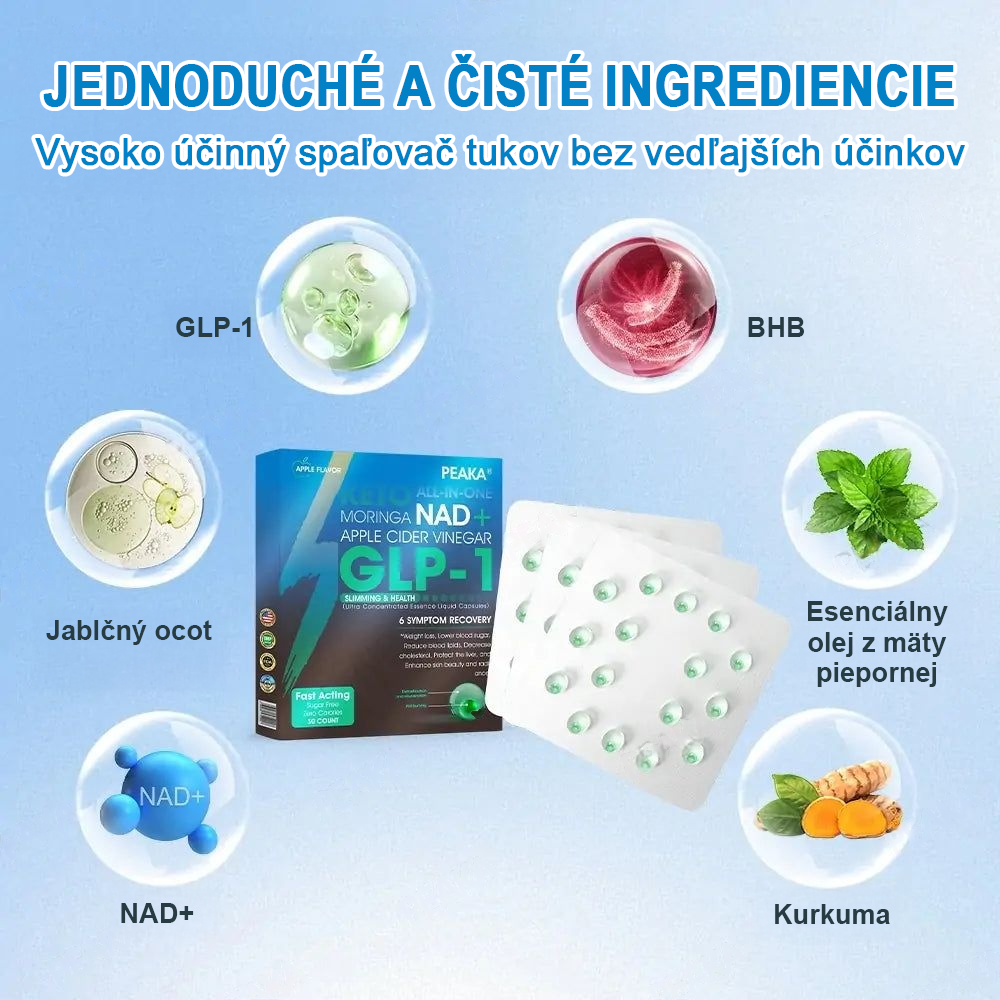 Oficiálny autorizovaný obchod PEAKA® GLP-1 Slimming & Health – ultra koncentrované tekuté perly s NAD+, moringou, jablčným octom a Keto BHB