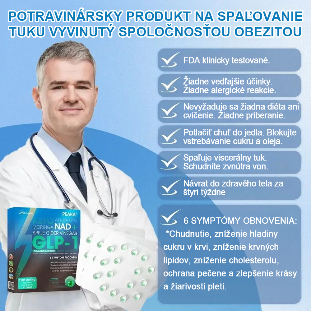 Oficiálny autorizovaný obchod PEAKA® GLP-1 Slimming & Health Ultra Concentrated Essence Liquid Pearls - NAD+ Moringa & ACV & Keto BHB (✅rýchly, dlhotrvajúci účinok, riešenie cukrovky, obezity a kardiovaskulárnych ochorení)