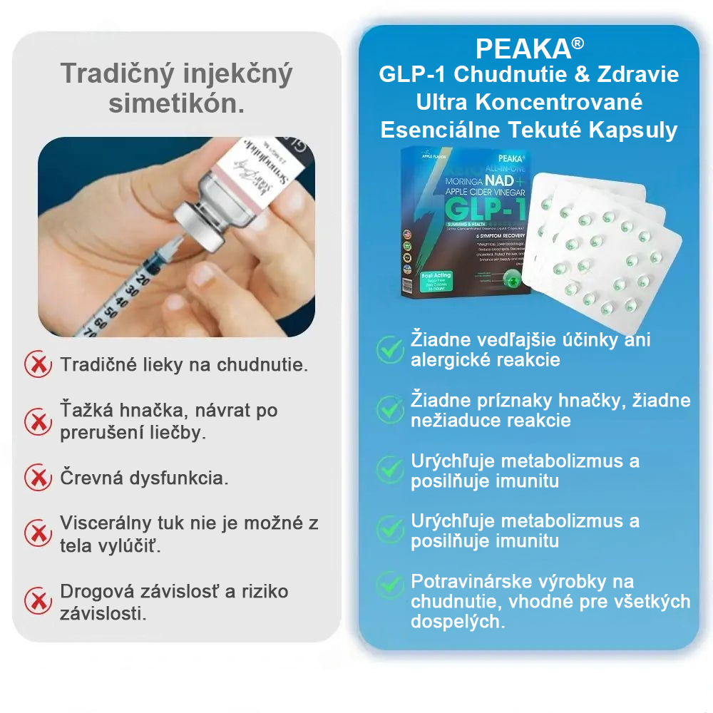 Oficiálny autorizovaný obchod PEAKA® GLP-1 Slimming & Health Ultra Concentrated Essence Liquid Pearls - NAD+ Moringa & ACV & Keto BHB (✅rýchly, dlhotrvajúci účinok, riešenie cukrovky, obezity a kardiovaskulárnych ochorení)