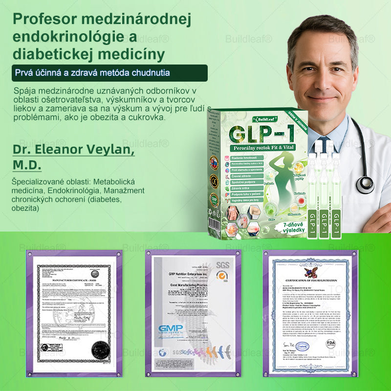 BuildLeaf® GLP-1 8-v-1 Fit & Vital Perorálny Roztok  (Len raz denne, viditeľné zmeny už za 7 dní) Pre obezitu, kardiovaskulárne ochorenia, cukrovku, spánkové apnoe, zdravie čriev, problémy s kĺbmi a ďalšie