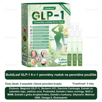 BuildLeaf® GLP-1 8-v-1 Fit & Vital Perorálny Roztok  (Len raz denne, viditeľné zmeny už za 7 dní) Pre obezitu, kardiovaskulárne ochorenia, cukrovku, spánkové apnoe, zdravie čriev, problémy s kĺbmi a ďalšie