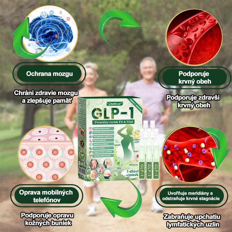 BuildLeaf® GLP-1 8-v-1 Fit & Vital Perorálny Roztok  (Len raz denne, viditeľné zmeny už za 7 dní) Pre obezitu, kardiovaskulárne ochorenia, cukrovku, spánkové apnoe, zdravie čriev, problémy s kĺbmi a ďalšie