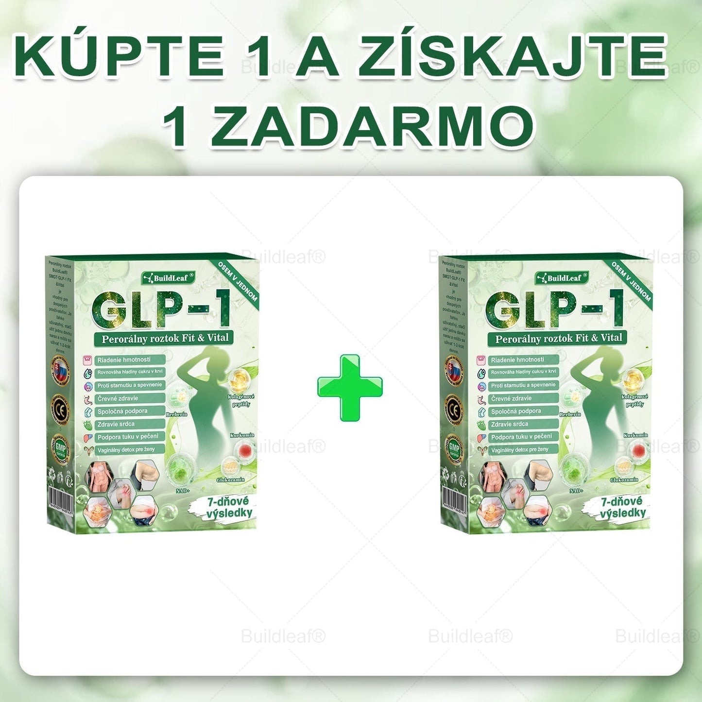 BuildLeaf® GLP-1 8-v-1 Fit & Vital Perorálny Roztok  (Len raz denne, viditeľné zmeny už za 7 dní) Pre obezitu, kardiovaskulárne ochorenia, cukrovku, spánkové apnoe, zdravie čriev, problémy s kĺbmi a ďalšie
